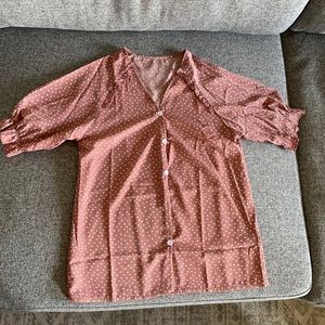 Shein Dusty Pink Patterned Blouse